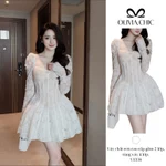 Đầm Ren Cao Cấp OLIVIA.CHIC Đầm Xòe Dáng Ngắn  Cổ Vuông Tay Dài, Chân Váy Phồng Nhiều Lớp Sang Trọng, Gợi Cảm V1334 — ảnh 2