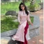 Set Áo Dài Nữ Hoa Nhí Vintage Sang Trọng Áo Dài Lụa Nhật Cao Cấp Co Giãn 4 Chiều Diện Tết Lễ Hội Chụp Ảnh Kỷ Yếu T1578G