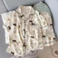Bộ ngủ pyjama (cộc tay) chất đũi vân mây họa tiết hoạt hình đáng yêu
