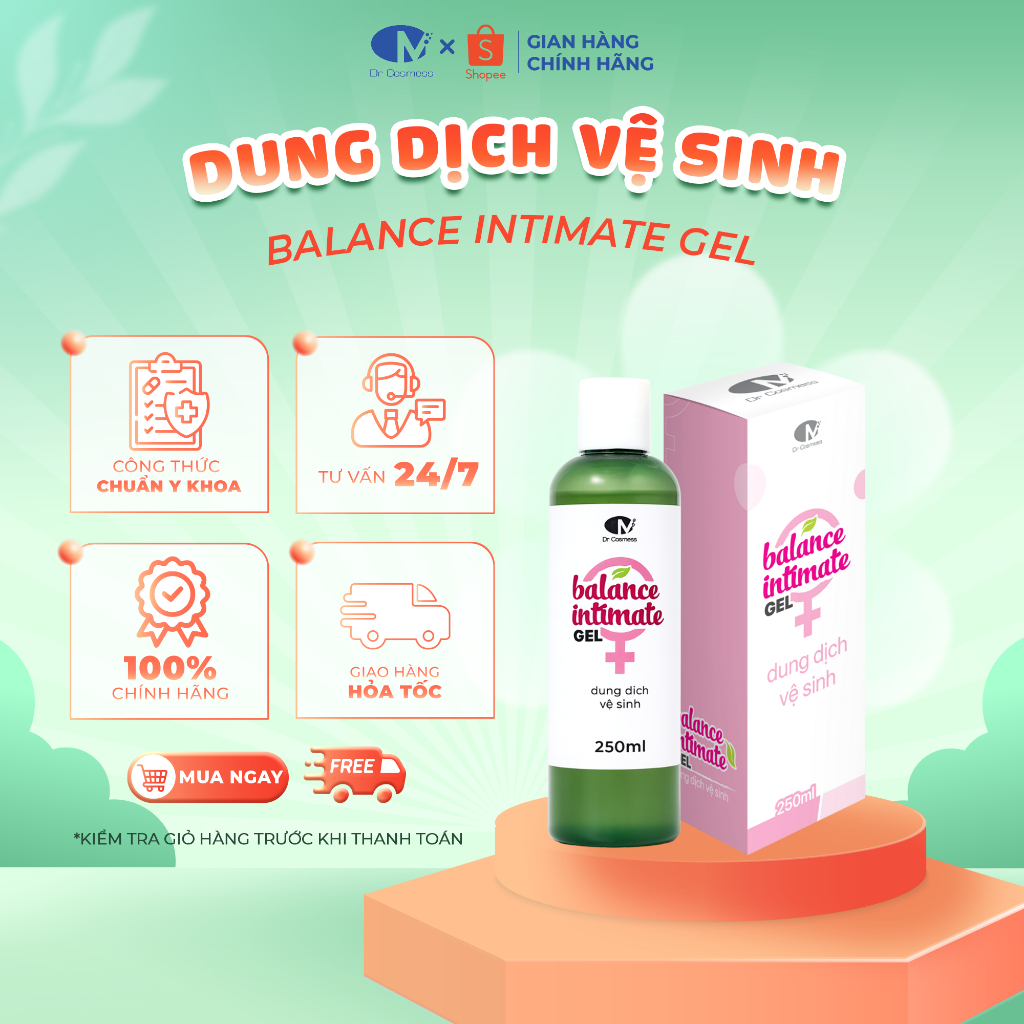 Dung Dịch Vệ Sinh Dịu Nhẹ, Cân Bằng Ph, Giảm Nấm Ngứa, Khử Mùi Hôi, Không Khô Dr Cosmess Chính Hãng