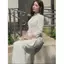 Áo Dài Trắng Nữ Cổ Cao 2cm Truyền Thống Áo Dài Tay Dài Chiết Eo Tôn Vòng 2 Chất Vải Dày Dặn T1577G