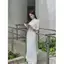 Áo Dài Trắng Nữ Cổ Cao 2cm Truyền Thống Áo Dài Tay Dài Chiết Eo Tôn Vòng 2 Chất Vải Dày Dặn T1577G