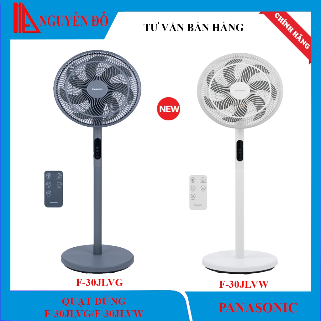 Quạt đứng Panasonic F-30JLV 2 trong 1 công suất 20w động cơ DC, có 2 màu trắng và xám điều khiển từ xa bằng remote