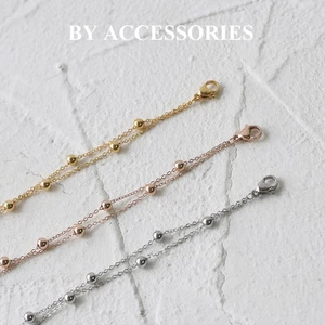 Lắc tay nữ titan kiểu xích kép bi tròn xen kẽ mạ vàng 18K không gỉ WB2403 BY ACCESSORIES