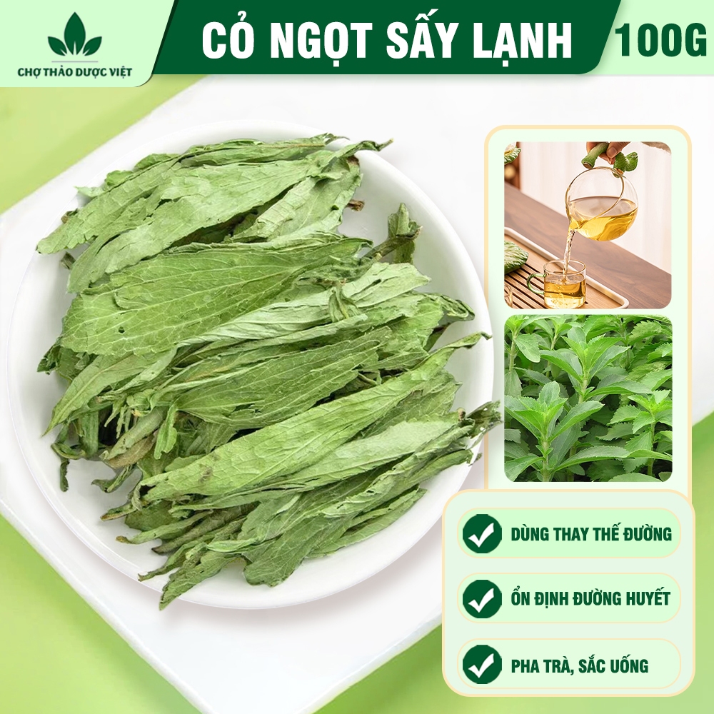 Cỏ ngọt sấy lạnh 100g, cỏ ngọt nguyên lá, không lẫn cành, đường ăn kiêng, tốt cho sức khỏe