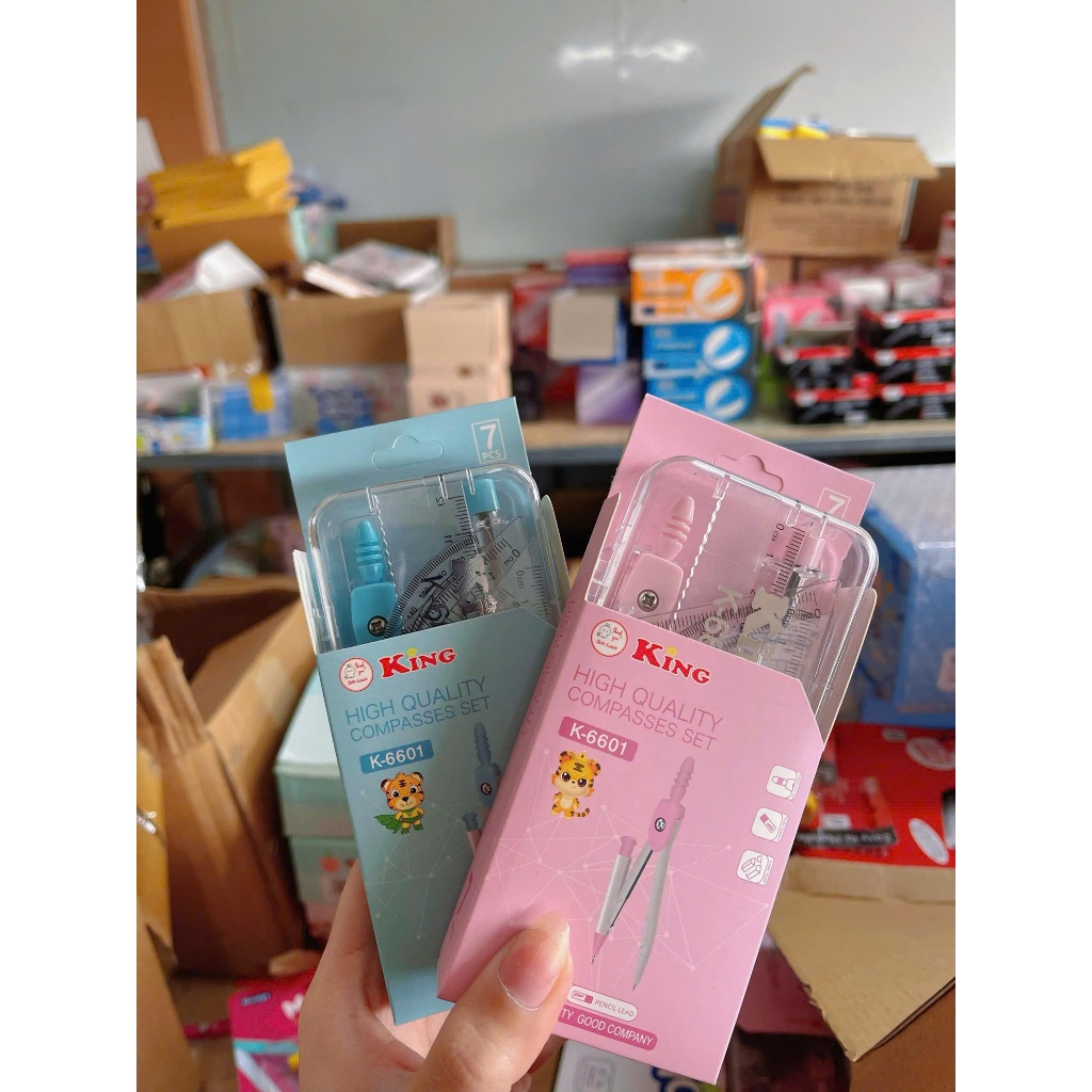Bộ Compa Eke 7 Món K-6601 Cao Cấp - Bộ Dụng Cụ Học Tập Hình Học Đầy Đủ Cho Học Sinh , Sinh Viên