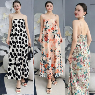 Đầm 2 Dây Dáng Suông In Họa Tiết Chất Vải Mềm Mịn Nhẹ Váy Maxi Freesize Mặc Nhà, Đi Chơi, Đi Biển VD01 - BEEKIDS