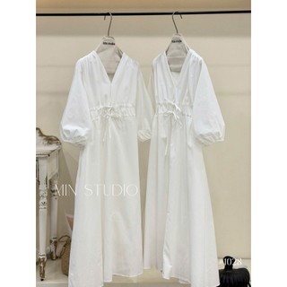 Váy maxi trắng chun eo chất liệu thô mặc siêu mát dành cho chị em mặc đi biển du lịch thoải mái xinh - Baotrang.clothes