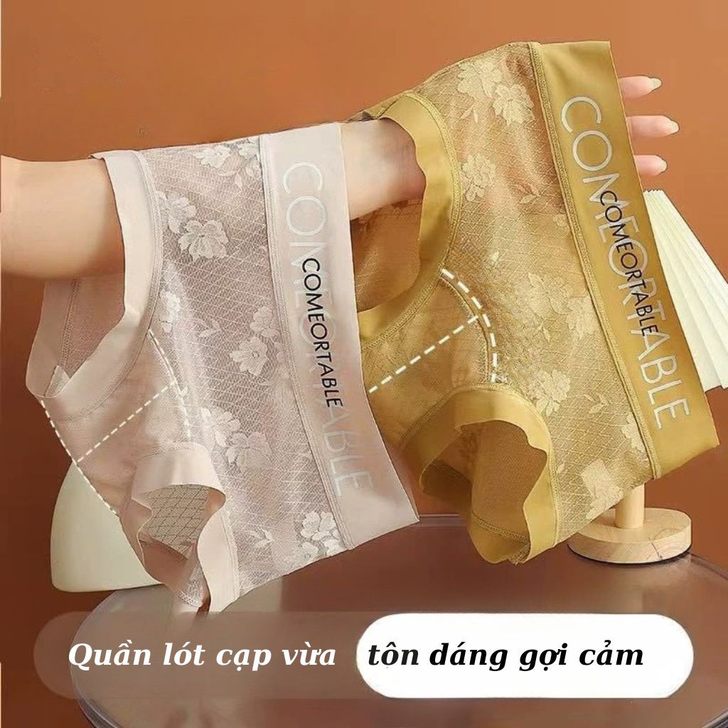 Quần lót nữ su cao cấp phối ren lưới sang trọng thoáng mát cạp vừa tôn dáng gợi cảm LANIXA L1268