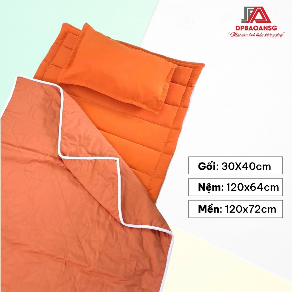 Nệm Bé Mầm Non Ngủ Trưa Vải Cotton Chần Bông Êm Ái - Dễ Gấp Gọn, Màu Xanh Vàng Đỏ