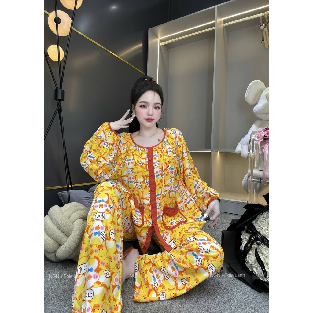 Tole 2da Cổ Tròn Cúc Bọc Chạy Viền Siêu Xinh Nhà NGN