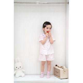 Bộ đồ bé gái HUMY NGO kiểu dáng Pijama 3-9 tuổi(10-40kg) - Bộ ngủ cotton mềm mát hoạ tiết kẻ tím pastel kẹo ngọt [S206]