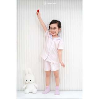 Bộ đồ bé gái HUMY NGO kiểu dáng Pijama 3-9 tuổi(10-40kg) - Bộ ngủ cotton mềm mát hoạ tiết kẻ tím pastel kẹo ngọt [S206]