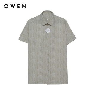 Owen - Áo sơ mi ngắn tay Body Fit AB256047N màu Nâu chất liệu Knit