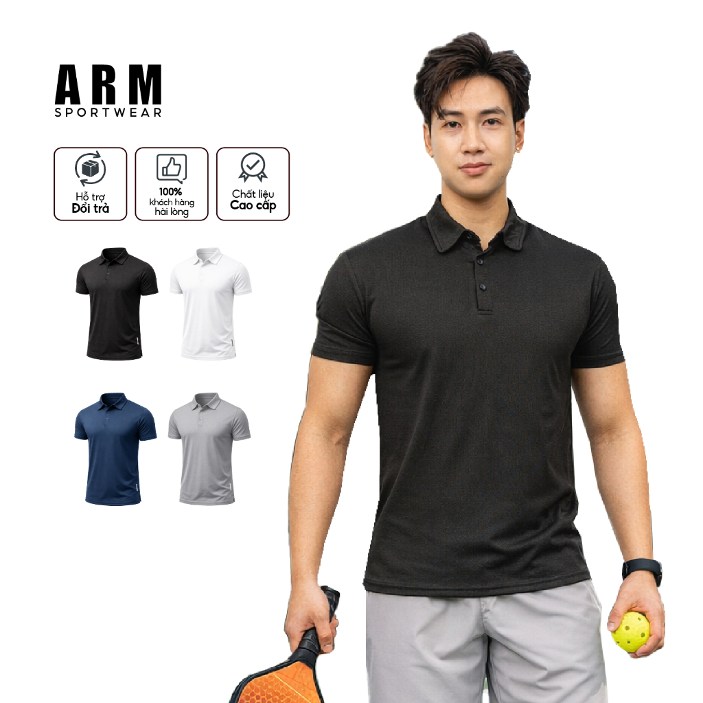 Áo Polo Thể Thao Nam ARM Sportwear DRI-FIT, Áo thể thao đa năng Gym Chạy bộ Pickleball Tennis thoáng khí thấm hút