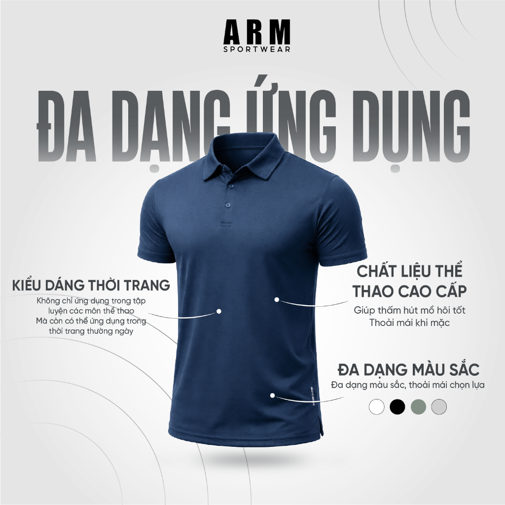 Áo Polo Thể Thao Nam ARM Sportwear DRI-FIT, Áo thể thao đa năng Gym Chạy bộ Pickleball Tennis thoáng khí thấm hút