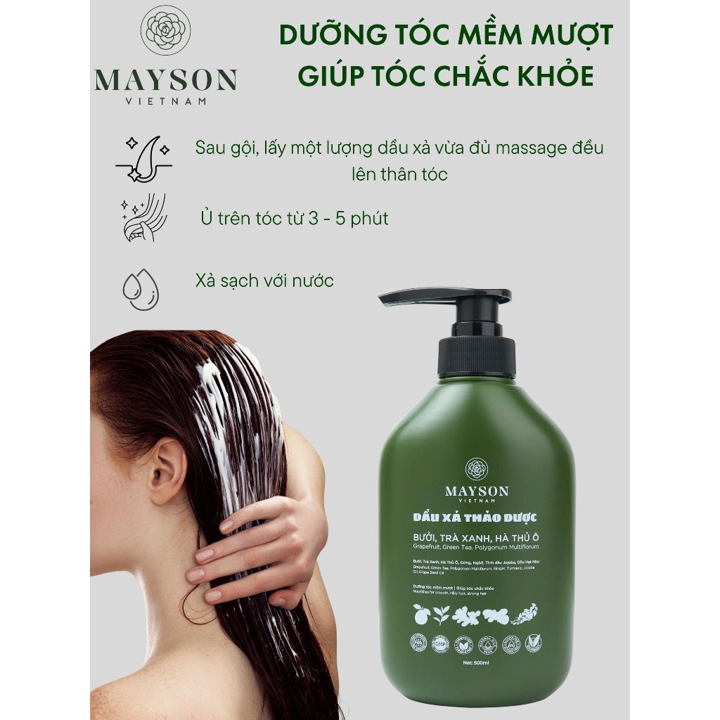 Combo Dầu Gội Xả Phục Hồi MaySon, Dầu Gội Xả Tinh Dầu Thiên Nhiên Dưỡng Tóc Dày Mượt Giảm Rụng Tóc