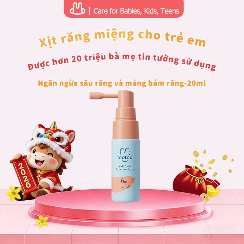 tootoo Xịt chống sâu răng vị nho nuốt được không cay làm sạch mảng bám cho bé từ 6 tháng tuổi