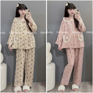 Bộ bầu - Bộ sau sinh - BỘ DÀI VÂN MÂY HÌNH CỔ SEN REN HAI TÚI THỎ - Nhiều Màu, Áo Có Khoá Kéo & Quần Có Chun Chỉnh