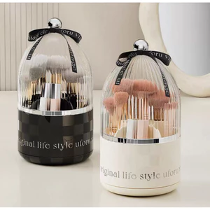 Ống đựng cọ trang điểm, giá đựng bút để bàn xoay 360 độ chống bụi