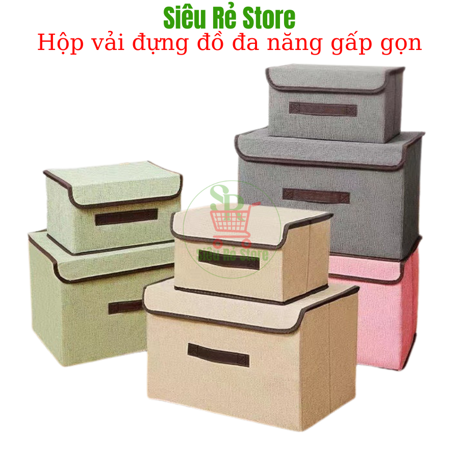 Hộp đựng quần áo có nắp Siêu Rẻ Store Hộp giỏ thùng vải đựng đồ quần áo đa năng gấp gọn để bàn để tủ tiết kiệm diện tích