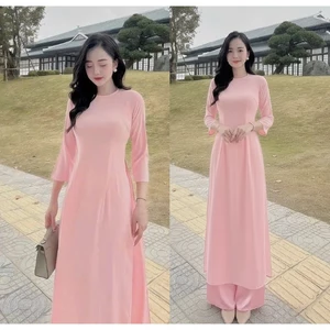 Áo Dài Truyền Thống Nữ Trơn Nhiều Màu Set Áo Dài Lụa Mỹ Cao Cấp Co Giãn Tôn Dáng Đủ Màu Sắc Lựa Chọn T1499G