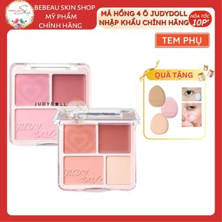 Bảng Phấn Má Hồng Highlight 4 Ô JUDYDOLL Blush & Highlight Palette Tặng Kèm Bông Mút 9g - Bebeau