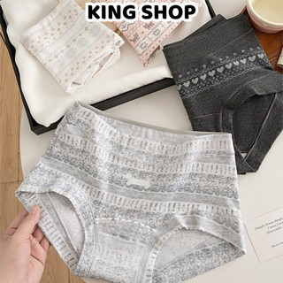 Quần Lót Nữ Cotton Cạp Cao Hoạ Tiết Nhí Xinh Xắn, Quần Chip Mềm Thoáng Đáy Dài 2 Lớp King Shop L-5296