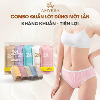 Combo Quần Lót Cotton 1 Lần An Toàn Tiện Lợi, Túi 5 Quần Chip Kháng Khuẩn Phù Hợp Du Lịch, Mẹ Bầu Sau Sinh AMYBRA L594