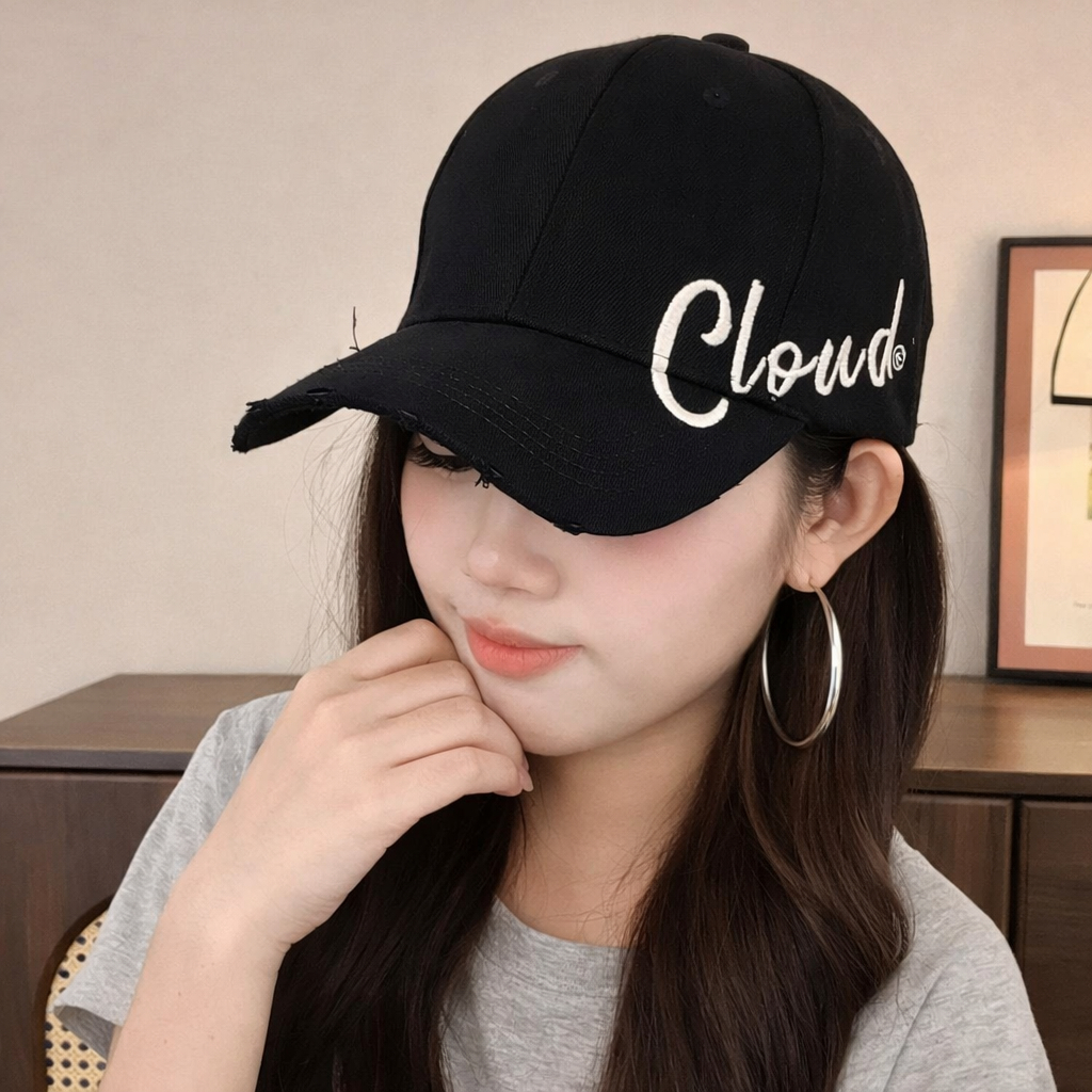 Mũ Lưỡi Trai Nam Nữ Thêu Chữ Cloud, Nón Lưỡi Trai Kaki Dày Dặn Form Cứng Phong Cách Cá Tính Unisex