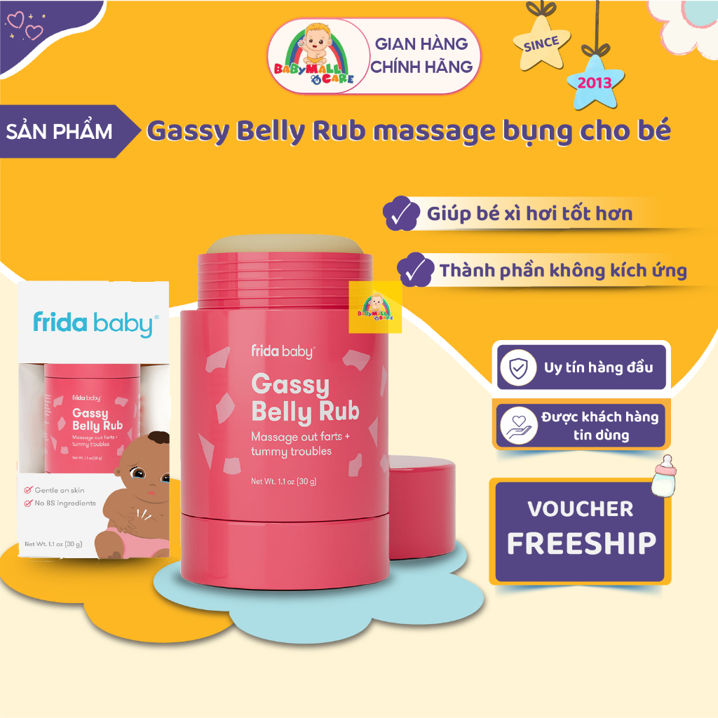 Sáp Massage Bụng Cho Bé  Frida Baby Gassy Belly Rub 30g  Dịu Nhẹ An Toàn |  Babymall & Care