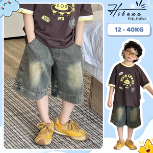 Quần Jean bé trai HIBENAKIDS, quần đùi bé trai chất vải Jean mềm cao cấp, phong cách Hàn Quốc QT8