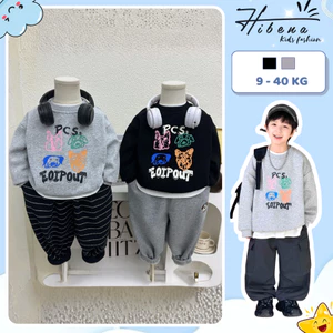 Áo sweater nỉ dài tay cho bé Hibena Kids, áo thu đông chất nỉ mềm mịn, cao cấp bé mặc đi học đi chơi AT2