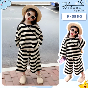 Set đồ bé gái cộc tay, bộ đồ bé gái mùa hè chất cotton lạnh thoáng mát phối họa tiết kẻ sọc siêu xinh BT2