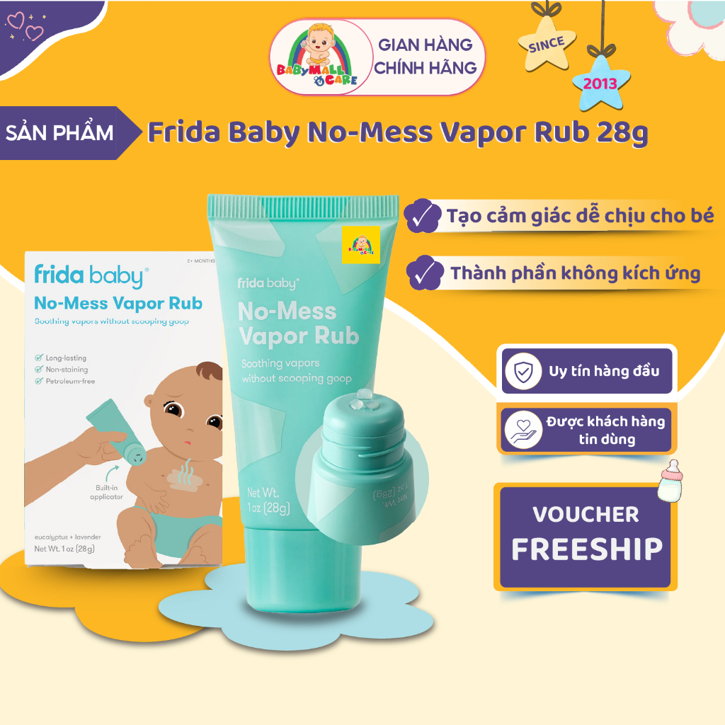 Gel Thoa Ấm Ngực Hương Eucalyptus & Lavender  Frida Baby No-Mess Vapor Rub 28g | Babymall & Care