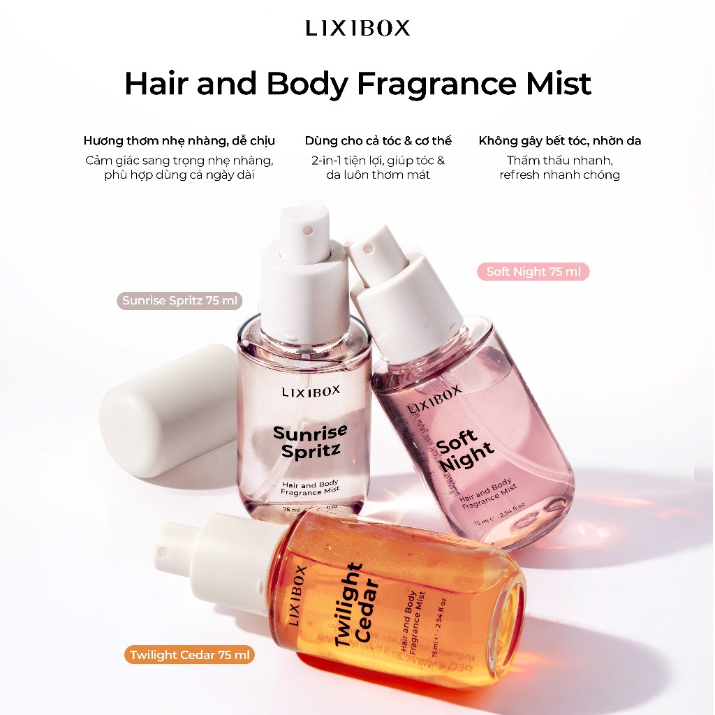 Nước Hoa Tóc & Toàn Thân Lixibox Hair And Body Fragrance Mist 70ml
