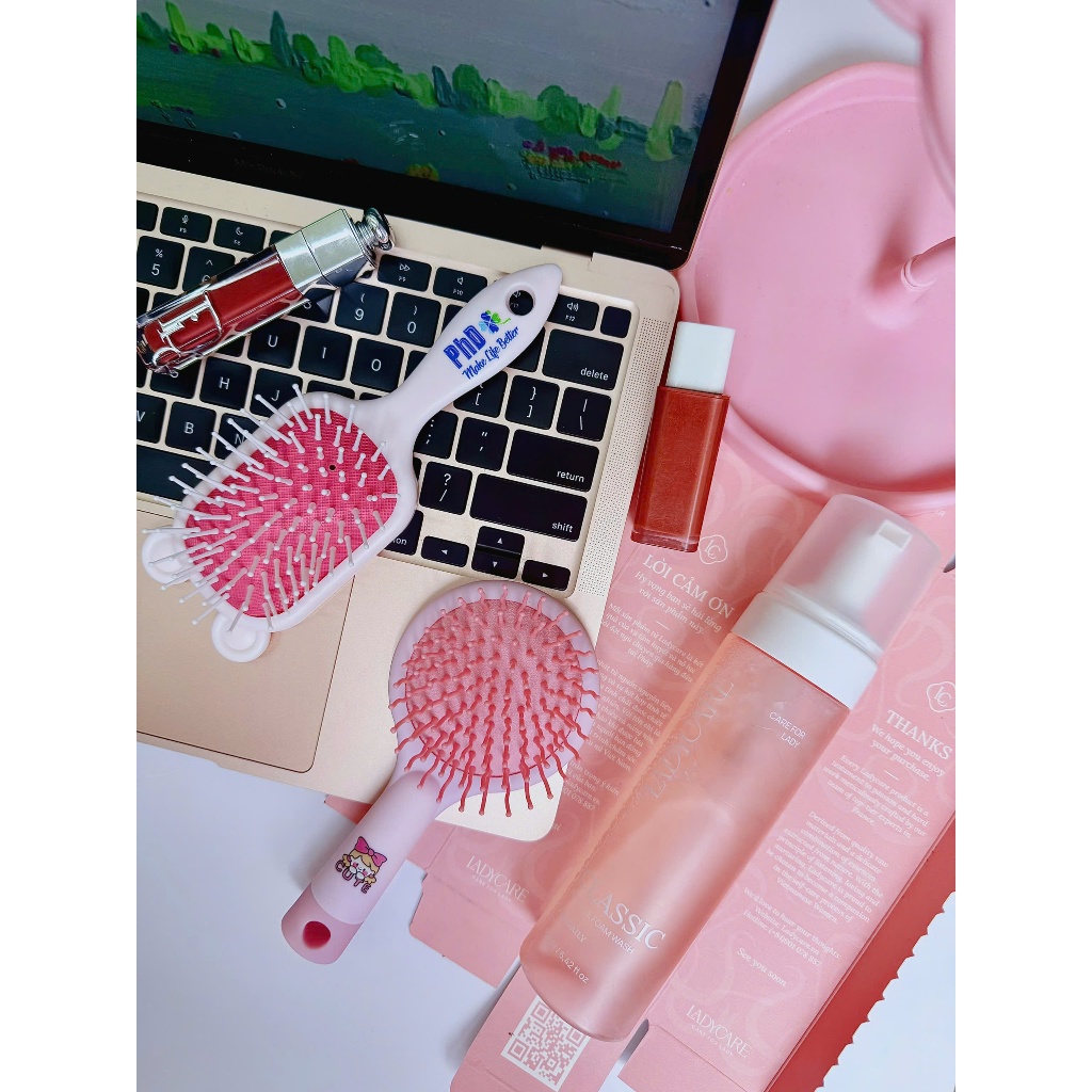 Lược chải tóc mini cầm tay nhiều màu có đệm khí gỡ rối massage da dầu