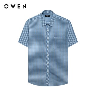 Owen - Áo sơ mi ngắn tay Regular Fit AR255013NT màu Xanh chất liệu Bamboo