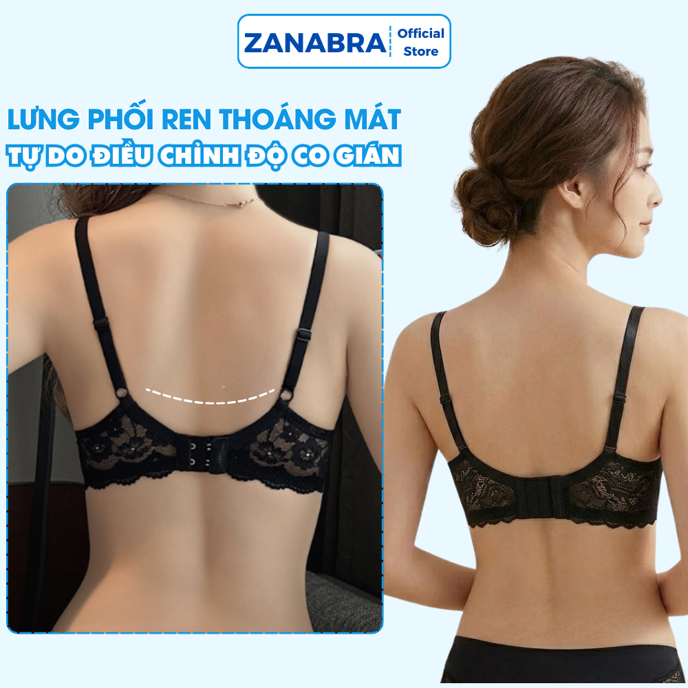 Áo ngực nữ có gọng mút vừa chất su, Áo lót nữ nâng ngực tạo khe phối ren hiện đại ZANABRA A016