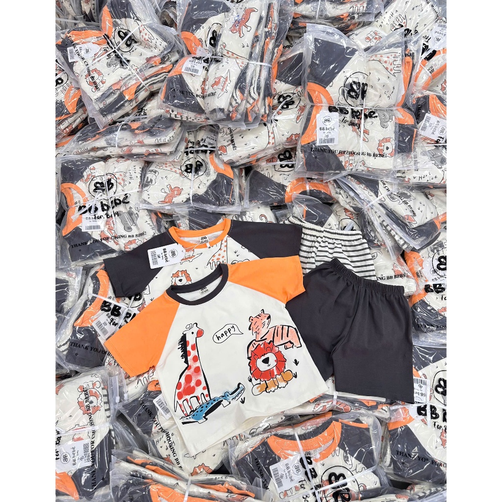 Combo 2 bộ cotton hoạ tiết thú rừng dễ thương, màu sạch dễ mặc, set 2 bộ cotton mềm mát cho bé trai