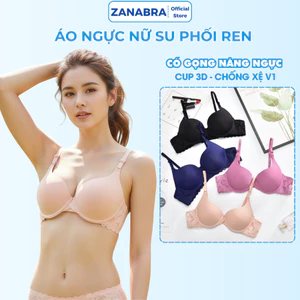 Áo ngực nữ có gọng nâng ngực viền ren, áo lót nữ chất su mút vừa mềm mại ZANABRA A016