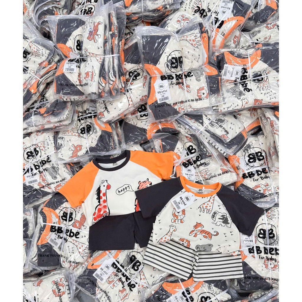 Combo 2 bộ cotton hoạ tiết thú rừng dễ thương, màu sạch dễ mặc, set 2 bộ cotton mềm mát cho bé trai