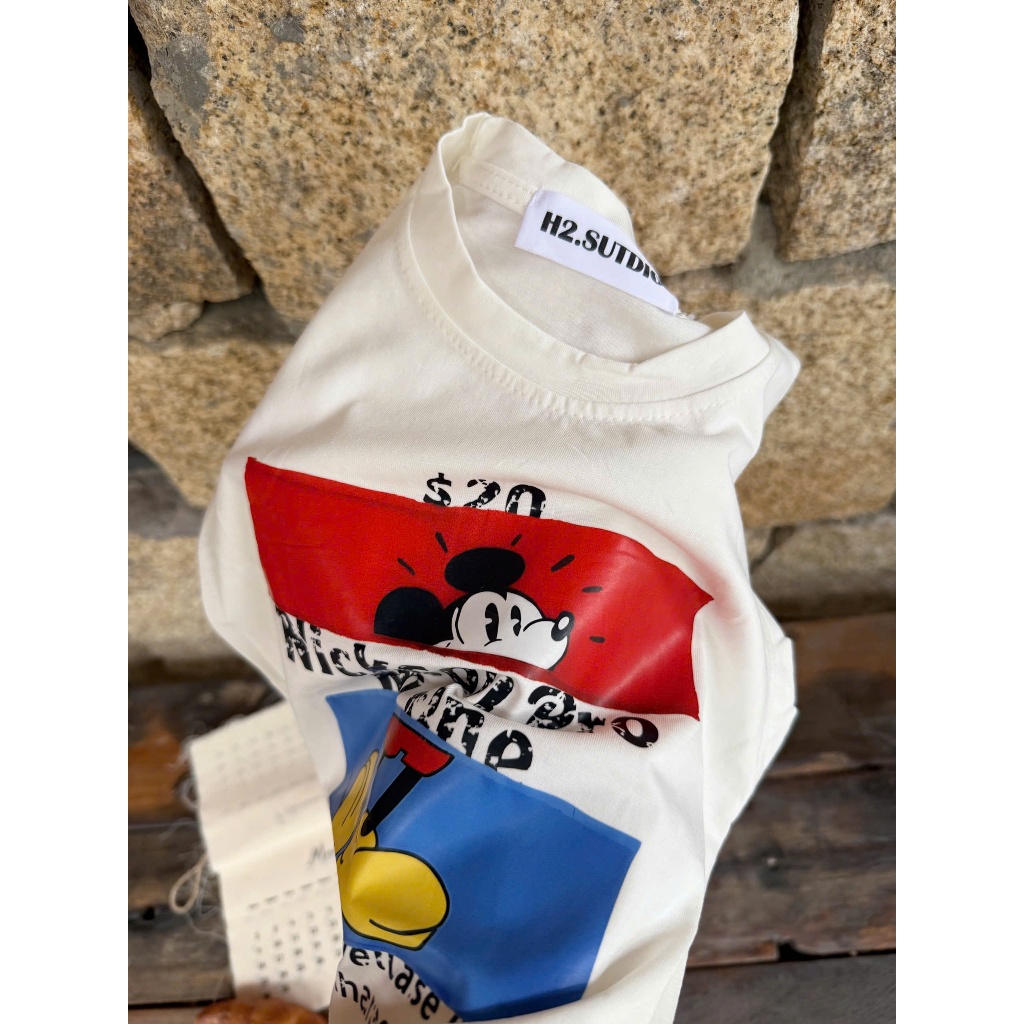 Bộ quần áo ba lỗ họa tiết mickey chất cotton mềm mịn,thoáng mát kèm quần jean cho bé mặc nhà, đi học đi chơi size 9-22kg