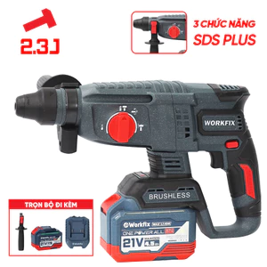 Máy Khoan- Búa-Đục Bê Tông 2.3J WF-RH2326BL Workfix, Máy Khoan Pin 3 Chức Năng Đầu SDS PLUS