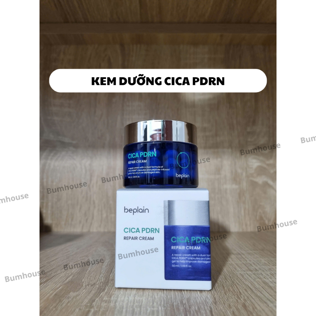 COMBO Beplain Tinh chất Cica PDRN Skin Booster Serum 30ml & Kem Dưỡng Viên Nang Cica PDRN Repair Cream 50ml