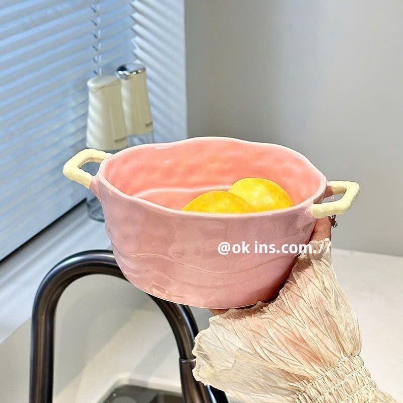 Bát Tô Sứ Pastel Kèm Muôi Múc Canh – Tô Ăn Mì, Cháo, Canh Tay Cầm Dễ Thương