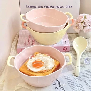 Bát Tô Sứ Pastel Kèm Muôi Múc Canh – Tô Ăn Mì, Cháo, Canh Tay Cầm Dễ Thương