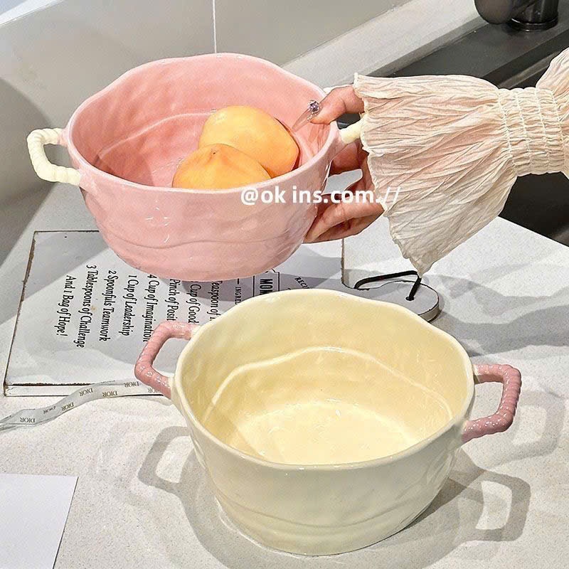 Bát Tô Sứ Pastel Kèm Muôi Múc Canh – Tô Ăn Mì, Cháo, Canh Tay Cầm Dễ Thương