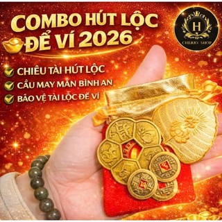 (Đã khaj quang)Combo 1 lá bồ đề + 1 đồng xu hoa mai + 3 đồng xu âm dương - may mắn, bình an, tài lộc