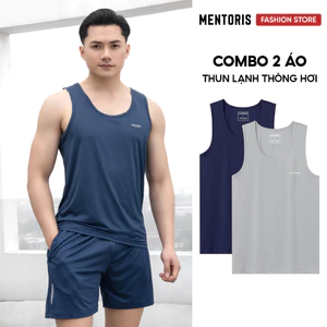 Combo 2 Áo Ba Lỗ Nam Thể Thao Mentoris vải thun lạnh thông hơi, siêu co giãn thoải mái CB2MTT2504